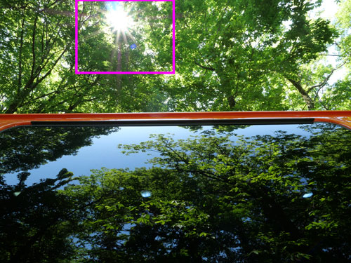 Panasonic（パナソニック） LEICA DG SUMMILUX 9mm / F1.7 ASPH. ゴースト作例拡大枠