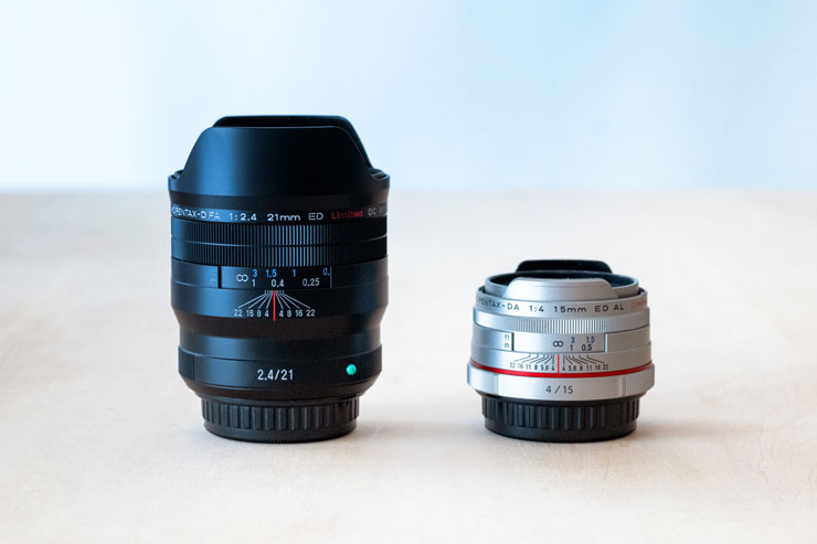 HD PENTAX-D FA 21mmF2.4ED Limited DC WR 、 HD PENTAX-DA 15mmF4ED AL Limited